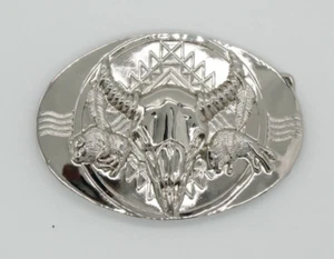 Men's Silver Western Raging Bull Belt Buckle | American Cowboy Vintage Buckle - Picture 1 of 2