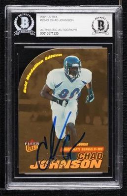 BAS 2001 Fleer Ultra Gold Medallion /100 Chad Johnson BGS Authentic Rookie RC - Image 1 of 2