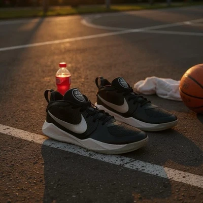 Tenis de baloncesto para jóvenes Nike Team Hustle D9 talla 7Y negro blanco AQ4224-001 Foto 1 de 4