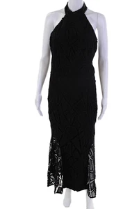 Jarlo Women's High Neck Sleeveless Lace Fitted Maxi Dress Black Size M - Picture 1 of 6