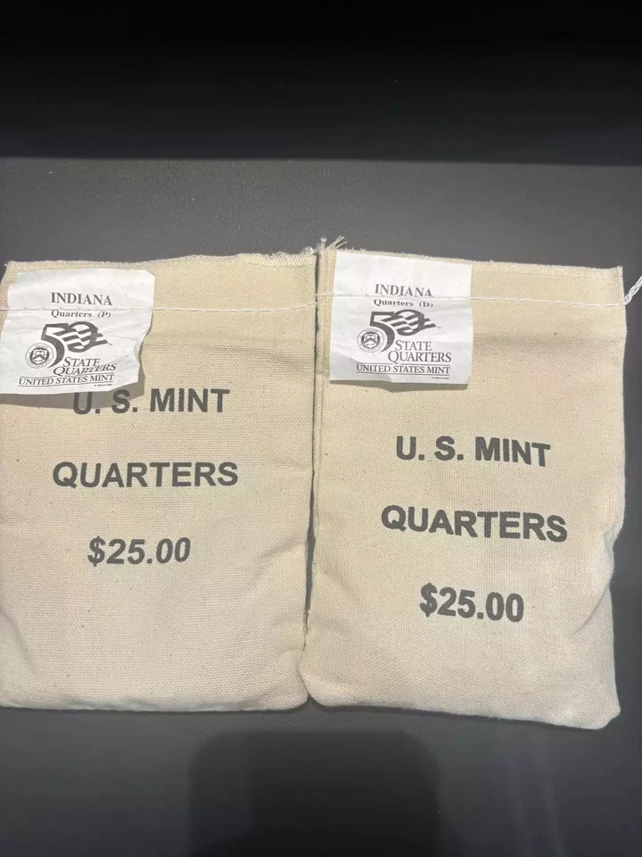 1998- P.D. State Quarters Indiana $25 U.S. Mint Sewn Bags - Image 1 of 1