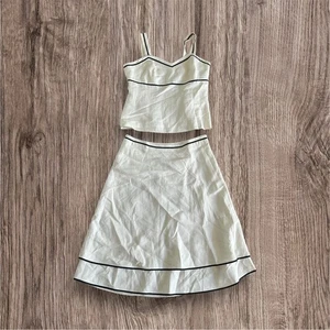 Ann Taylor LOFT Rock Anzug Set 2-teilig weiß Leinenmischung Damen 8 Büro Karriere - Bild 1 von 11