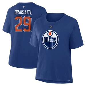 Women's Fanatics Leon Draisaitl Royal Edmonton Oilers Authentic Stack Name & - Picture 1 of 3