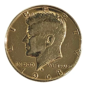 Medio dólar Kennedy 1968 JFK 40 % PLATA como nuevo de Estados Unidos dorado chapado en oro - Imagen 1 de 2