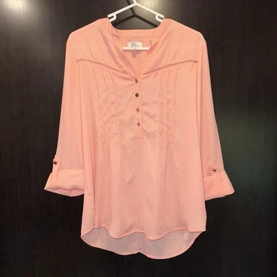 Kim Rogers Women's Medium Light Weight Flowy Blouse Top Pleated Salmon Color - Image 1 of 4