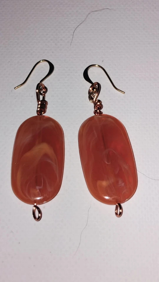 Gold tone drop dangle hook pierced amber earrings pre-owned 6cm - Image 1 of 1