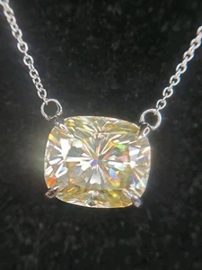 13 Ct Certified Treated Champagne Diamond Solitaire Pendant In 925 Silver - Picture 1 of 7