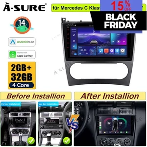 2+32GB Android 14 Autoradio Carplay GPS Navi für Mercedes Benz C CLC Klasse W203 - Bild 1 von 15