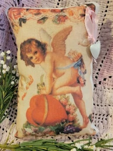 New Farmhouse Primitive Valentine Cupid decorative tuck shelf sitter door hanger - Picture 1 of 1