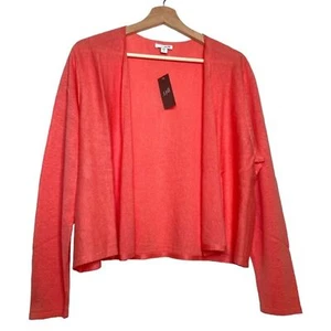 J. Jill Cardigan Linen Open Front Cardigan in Shrimp Coral Size Large LP NWT - Picture 1 of 12