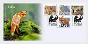 romania 2025 wild animals FOX foxes Fennec Arctic fox Grey fox Urocyon 1ENV4 FDC - Picture 1 of 1