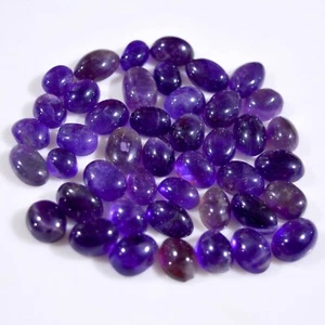44 Pcs 244 Cts Natural Amethyst Cabochon Loose Gemstone Lot 13x9 7x5 mm #14790 - Picture 1 of 8