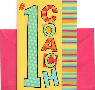 Tarjeta de agradecimiento American Greetings Best Wemale Coach #1 For Her Patient Fair Fun  Foto 1 de 3