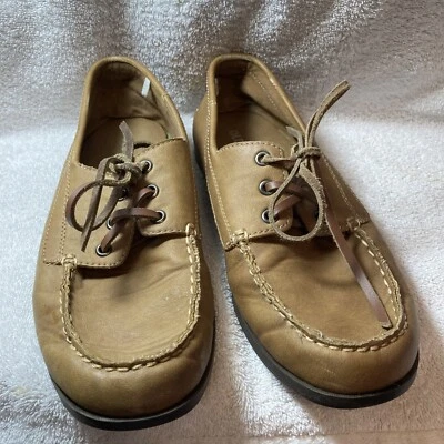 Sapatos masculinos Old Navy couro sintético bronzeado com cadarço barco tamanho 9 - Imagem 1 de 4