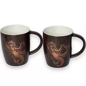 Starbucks Split Tail Mermaid Siren Coffee Mug 2011 40th Anniversary Set of 2 - Picture 1 of 9