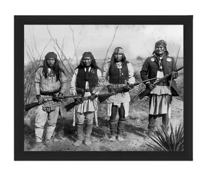 APACHE WARRIORS GERONIMO YANOZHA CHAPPO & FUN 1886 8X10 FRAMED PHOTOGRAPH - Picture 1 of 6