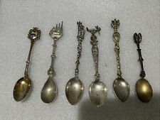 6 Assorted Vintage Silverplate Souvenir  Spoons LUCERNE VENETIA EINHOVEN FIRENZE