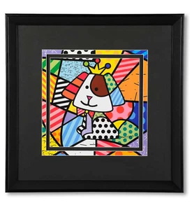 ROMERO BRITTO LARGE Royalty Dog GERAHMTER DRUCK VERSIEGELT - Bild 1 von 1