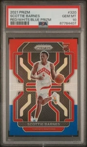2021 Panini Prizm #320 Scottie Barnes Red White Blue RC PSA 10 GEM MT Rookie - Picture 1 of 2