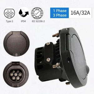 Type 2 female EV socket 16A/32A (1-phase/3-phase), IEC 62196-2 Charging outlet - Picture 1 of 9