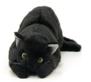 Realistic Black Cat Plush Toy 22.8in Open Eyes Japan Stuffed Animal Large - Picture 1 of 7