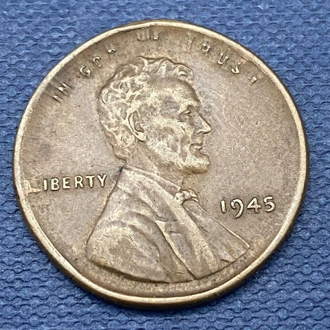 1945 Wheat Cent 1c Penny MINT ERROR - Broadstruck Rare #45116 Cover