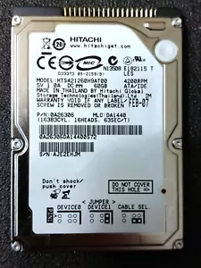 Hitachi 60GB 4200RPM IDE HTS421260H9AT00 2MB Cache 2.5" Laptop Hard Drive - Picture 1 of 2