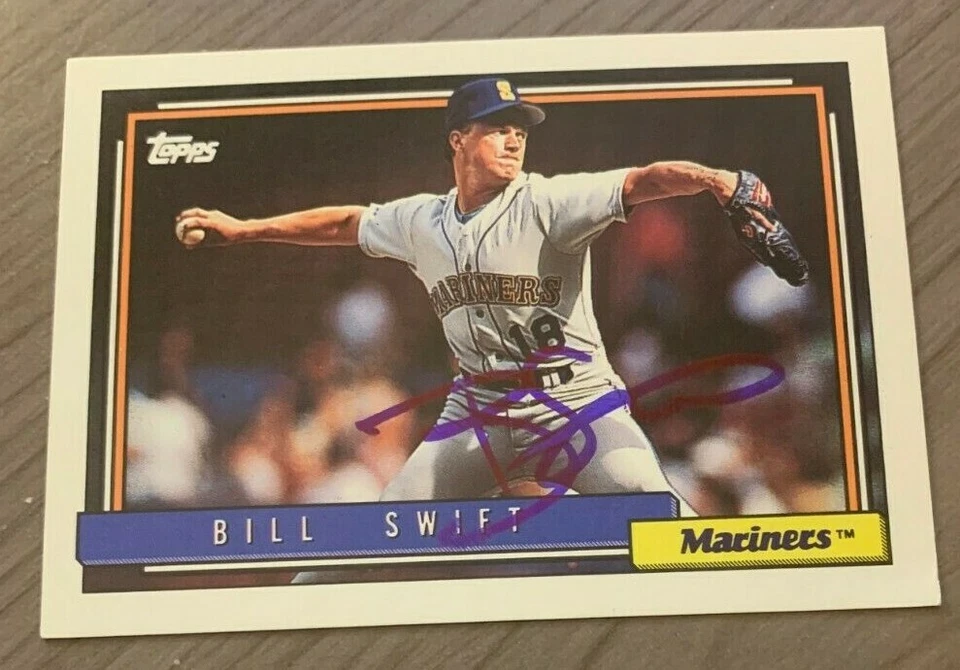 Tarjeta Topps 1992 autografiada por Bill Swift con certificado de autenticidad Seattle Mariners Foto 1 de 1