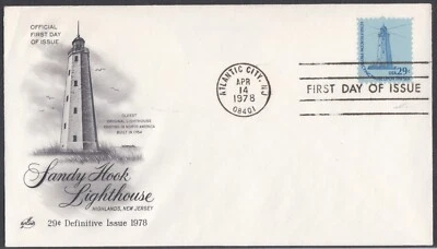USA 1978 2 FIRST DAY COVERS 29c SANDY HOOK LIGHTHOUSE WITH CACHETS - Image 1 of 2