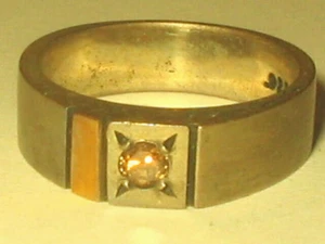 925 Sterlingsilber & 14K Champagner Diamant 5mm breiter Ring 5g Größe 7 - Bild 1 von 5