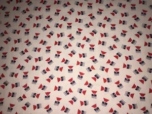 2 anciens tissus 1950 coton bleu blanc rouge larg 29cm x H 120 cm, réf A521 - Imagen 1 de 3
