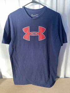 Under Armour Short Sleeve Shirt•Navy Blue•Red UA Logo•Mens Medium•Heatgear - Picture 1 of 6