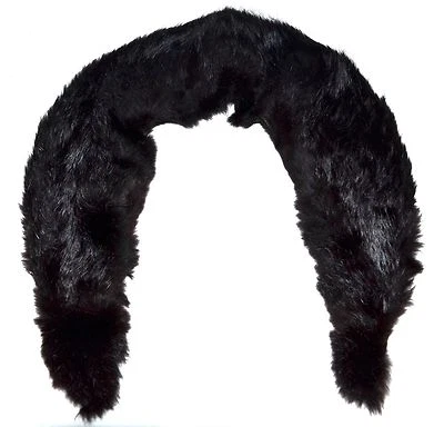 Vintage Black Genuine Rabbit Fur Soft Tapered Scarf Collar with Quilted Lining - Image 1 of 4