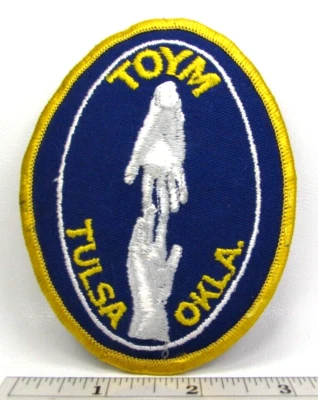 Vintage Tulsa Oklahoma Youth Ministry TOYM Jacket Patch Touching Hands Religious - Image 1 of 3