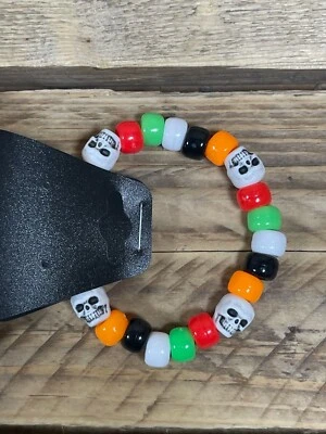 4 Piezas Pulseras Halloween Calavera Cuentas Hechas a Mano Disfraz Joyería Ajustable Brazo Accesorio Foto 1 de 4