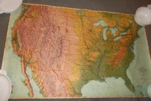 1940 CENSUS - UNITED STATES Ohman's RELIEF MAP - Picture 1 of 5