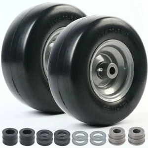 Set of 2 11 x 4.00-5 Inch Flat Free Tire Assembly for Mowers Lawn Mower Tyre - Picture 1 of 9