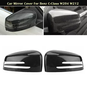1Pair Carbon Fiber Side Wing Mirror Cover Cap For Mercedes W176 W204 C117 W212 - Foto 1 di 7