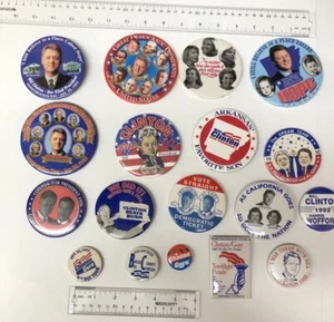 18 botones de campaña de Bill Clinton alfiler trasero - Imagen 1 de 5