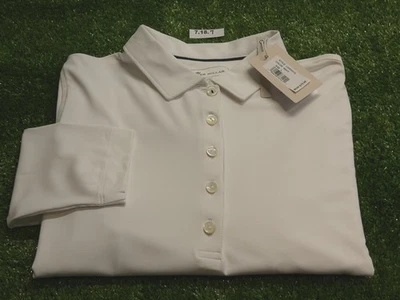 Camisa polo de golfe Peter Millar feminina manga longa logotipo CC branca grande - Imagem 1 de 3