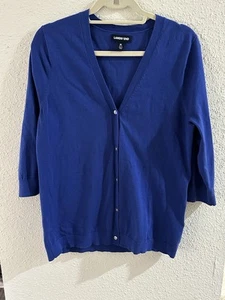 Cárdigan Lands' End Azul Botón Supima Algodón Mezcla Elástica Mujer Mediano Usado - Imagen 1 de 9