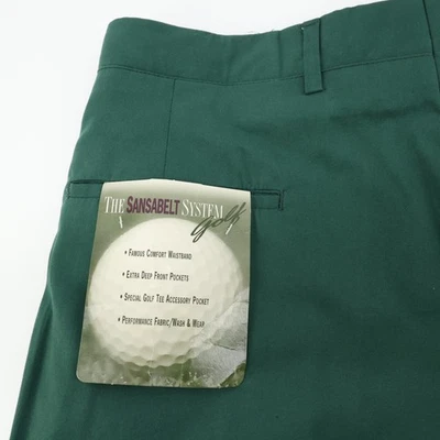 全新 SansaBelt System 男式绿色高尔夫裤打褶性能面料 4x32 — 第 1/4 张图片