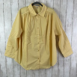 Roamans Women's Shirt 1X Button Front Blouse Yellow Long Sleeve - Brand New - Picture 1 of 8