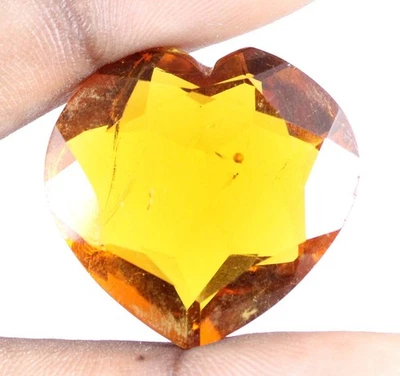 Piedra preciosa suelta 48,20 quilates naranja amarillento citrino forma de corazón certificado T16003 Foto 1 de 4