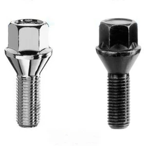 Radschraube M12 x 1,5 x 21 - 60mm Kegelbund 60° SW17 silber u. schwarz - Picture 1 of 3