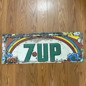 VINTAGE 7UP SODA SIGN OLD 7-UP BEVERAGE POP DRINK ADVERTISING RAINBOW - Picture 1 of 8