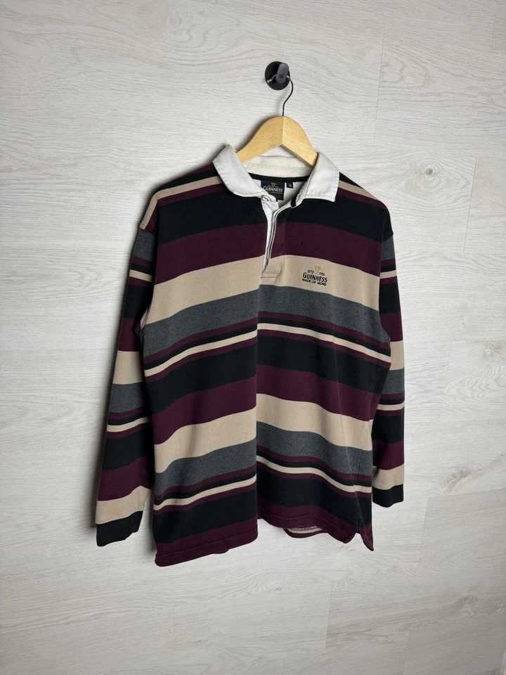 Moletom polo listrado vintage Guinness tamanho grande rugby - Imagem 1 de 4