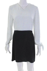 JW Anderson Womens Back Zip Long Sleeve Polka Dot Dress White Blue Size Small - Picture 1 of 7