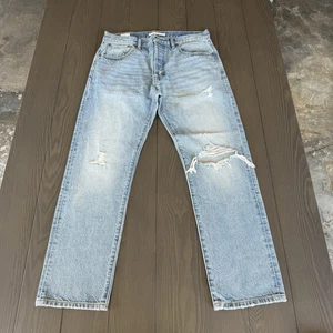 PacSun Vintage Loose Fit Jeans Men 32x30 Light Wash Blue Distressed Ripped Denim - Picture 1 of 16