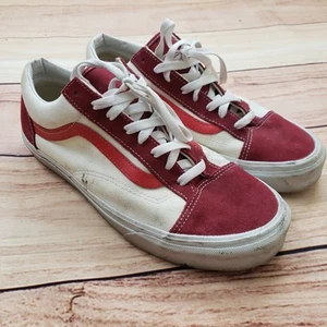 Vans Old Skool Shoes Mens 10 Red White Skate Skateboarding Lace Up Sneakers - Picture 1 of 9